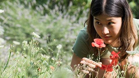 Girl with flowers